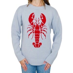 Mighty Fine Womens Lobster Graphic Sweater Blue Red Americana L Fishermancore
